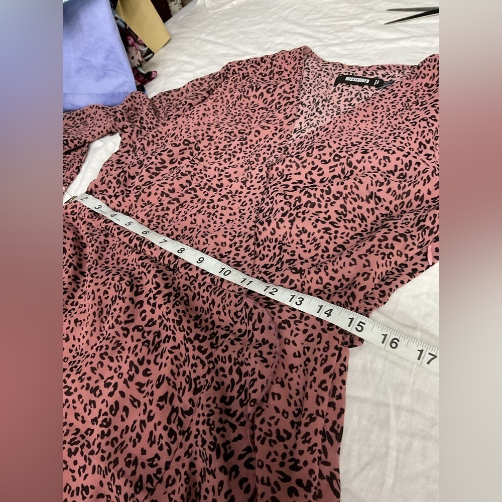 Missguided Pink Animal Print Long Sleeve Dress - Picture 5 of 12